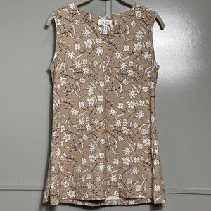 Denim & Co. D & Co. Floral Perfect Jersey Split V-Neck Tunic Tank Size Small